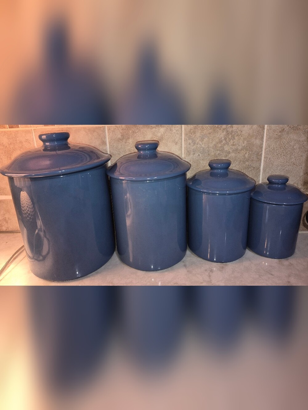 Mervyn's Periwinkle Blue Canister Set Of 4, Made In Japan